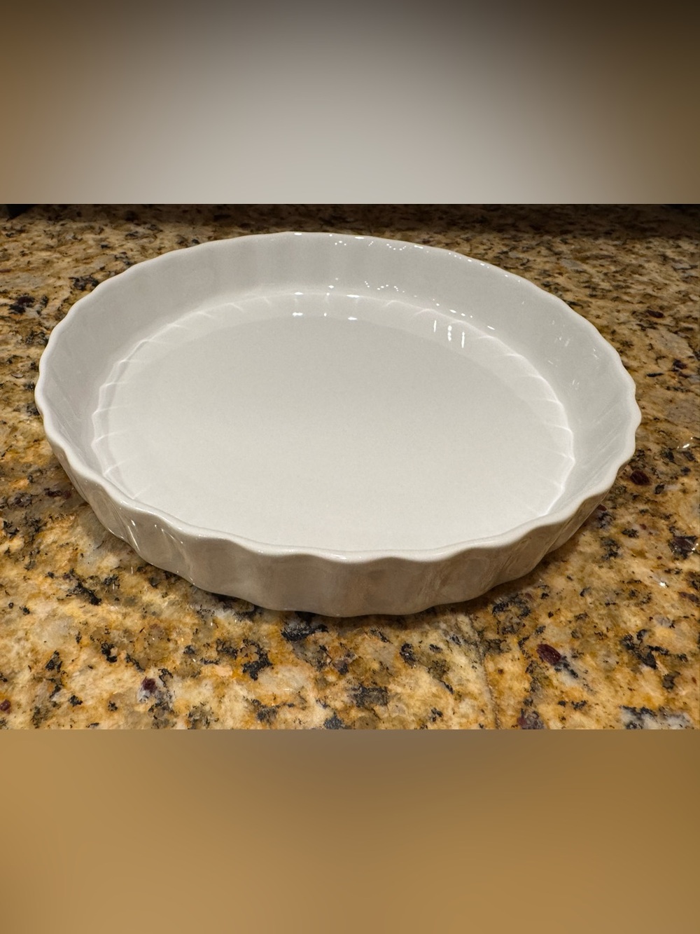 White Ceramic Fluted Baking Dish - Classic Home Kitchen tart/ quiche: 10” (1Qt)